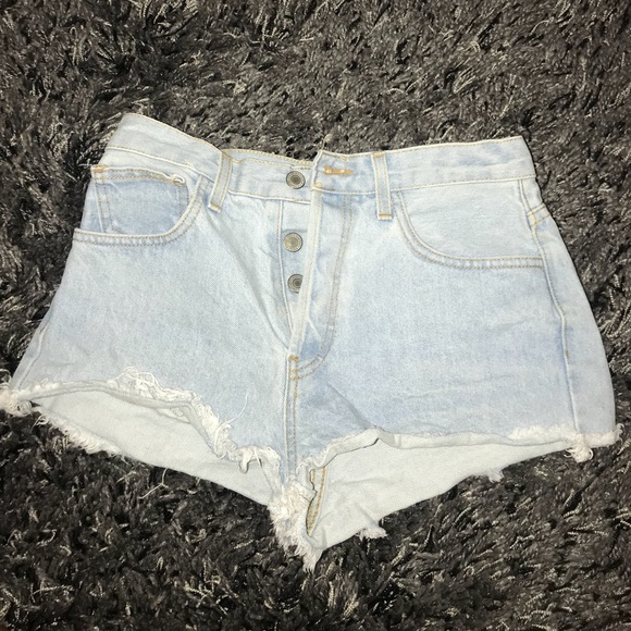 Brandy Melville high waist distressed denim shorts - Picture 1 of 3